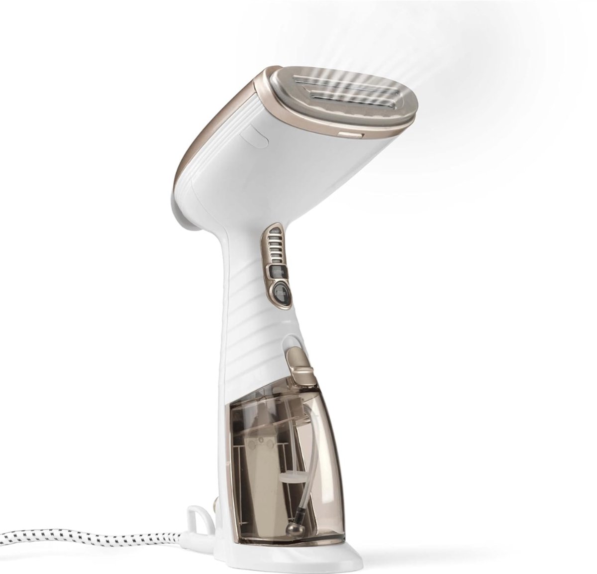 DYNA® Stoomreiniger kleding - Stoomreiniger - Stoomreinigers - 1100 W - 230 ml - Kledingstomer - Wit/Champagne - 9cm x 6cm x 14cm