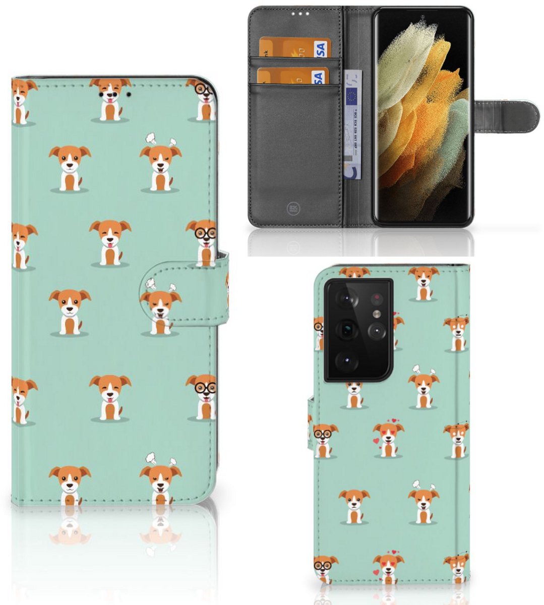 Samsung Galaxy S21 Ultra Telefoonhoesje met Pasjes Pups