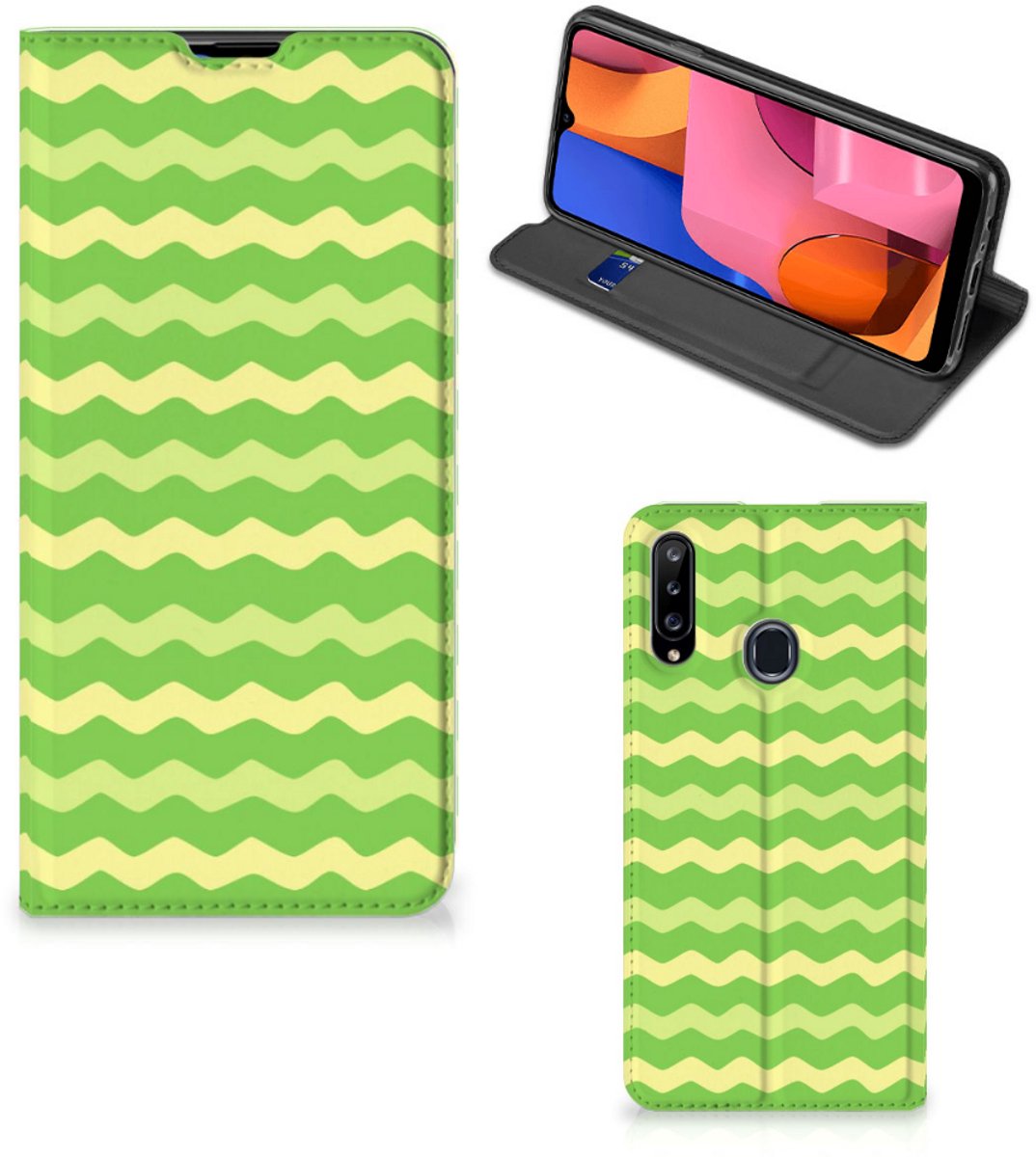 Samsung Galaxy A20s Hoesje met Magneet Waves Green