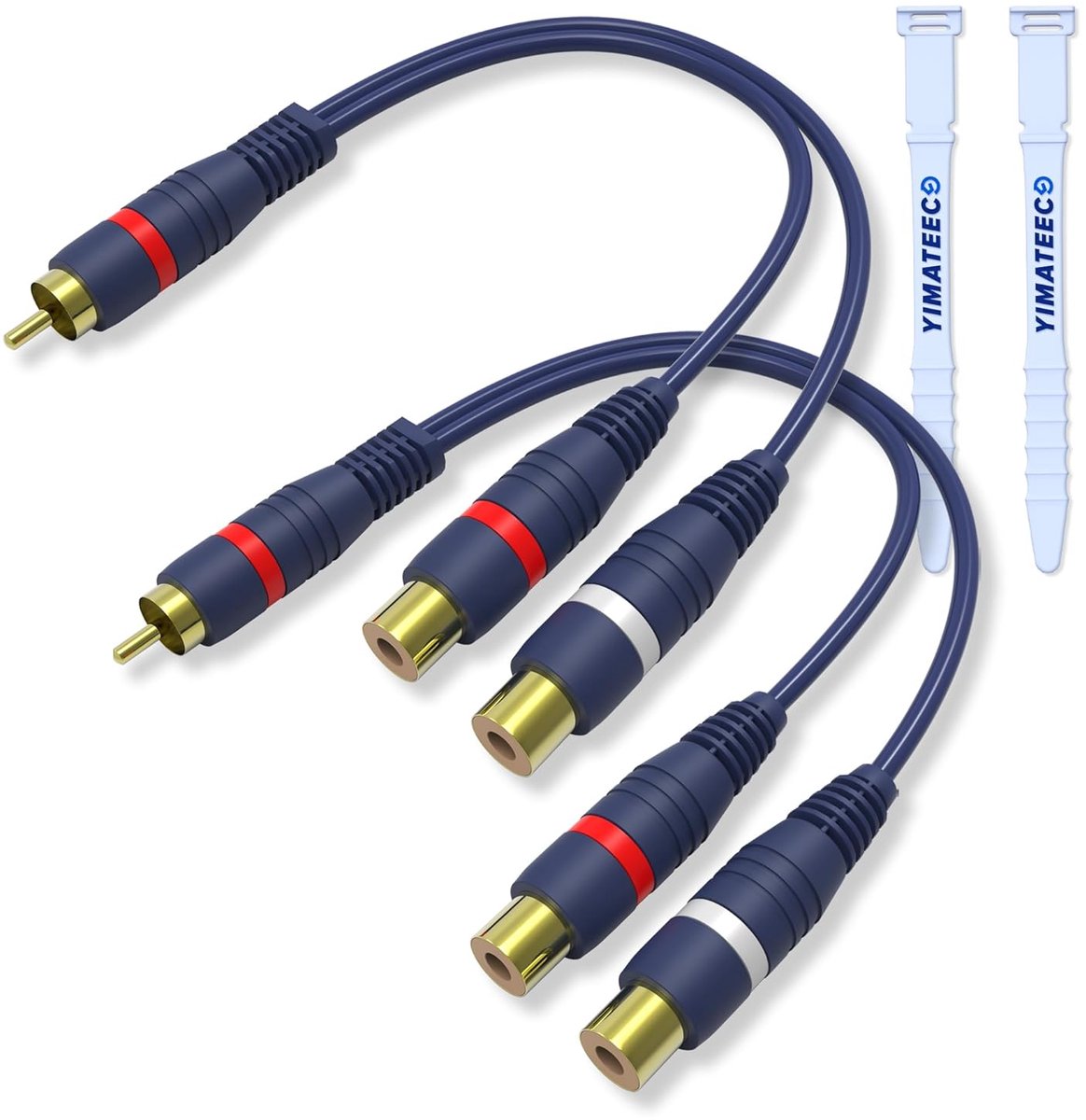 RCA Y-Adapter Splitter Kabel 1 Mannelijk naar 2 Vrouwelijk – Audio Video Adapter voor Thuisbioscoop, Subwoofer en Luidsprekers