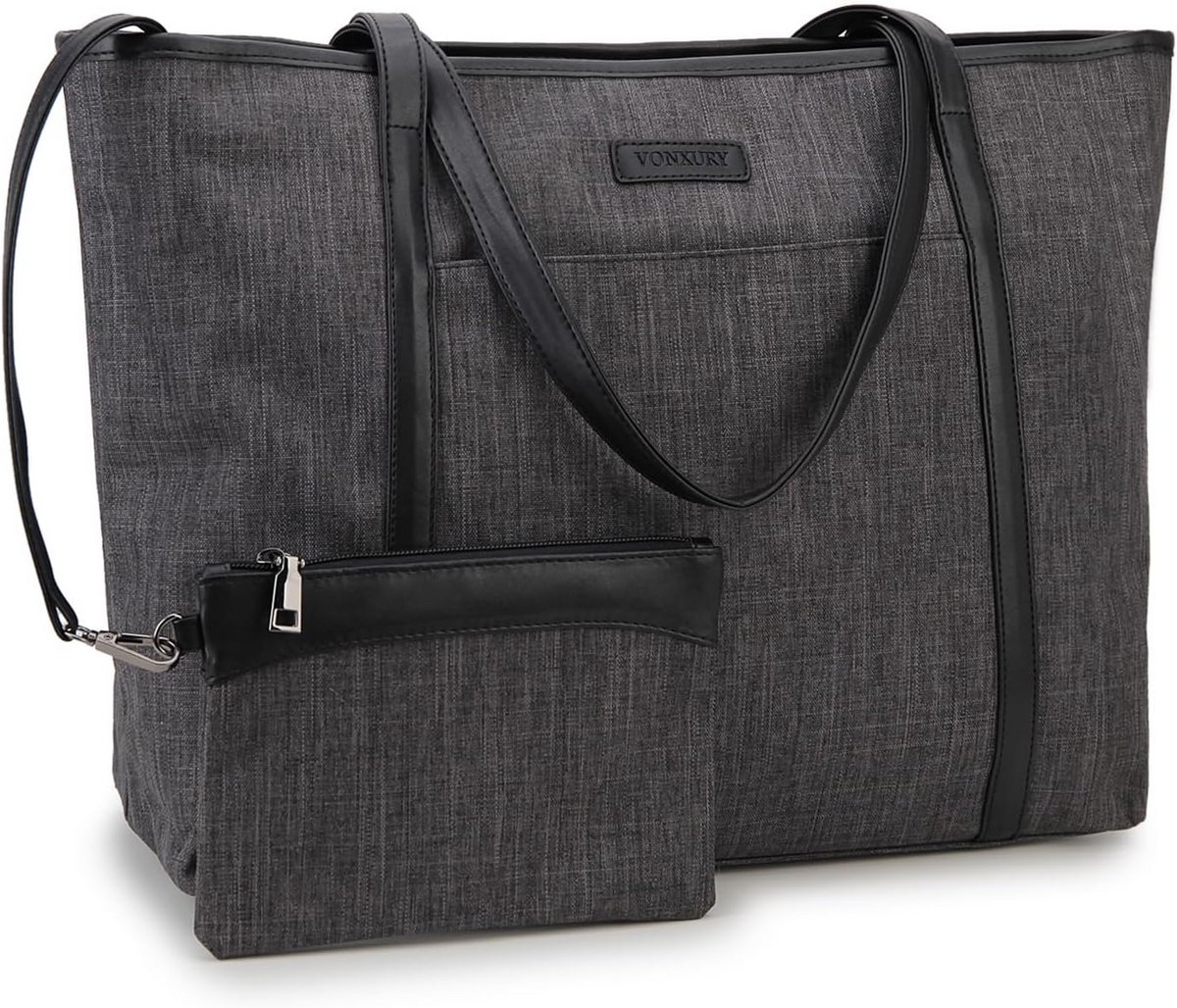 Laptopdraagtas voor vrouwen - 15,6 inch schoudertas met kleine tas voor werk, school en reizen