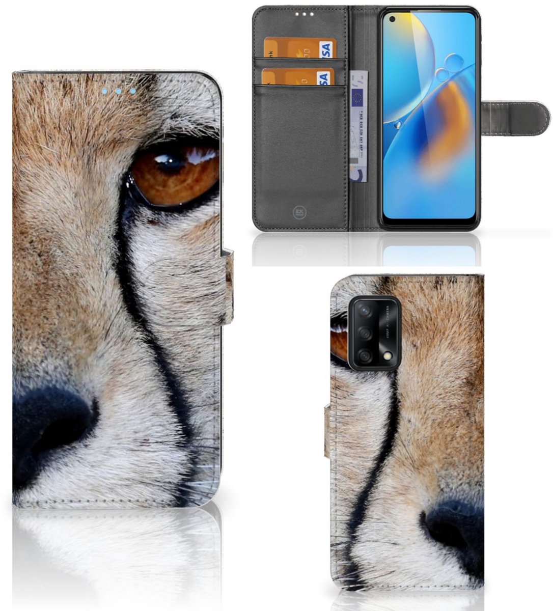 OPPO A74 4G Telefoonhoesje met Pasjes Cheetah
