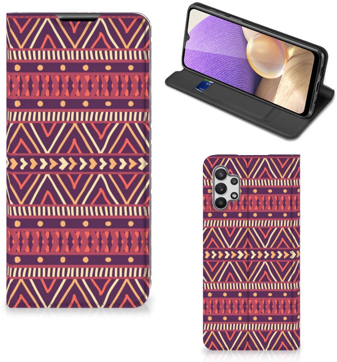 Samsung Galaxy A32 5G Hoesje met Magneet Aztec Paars