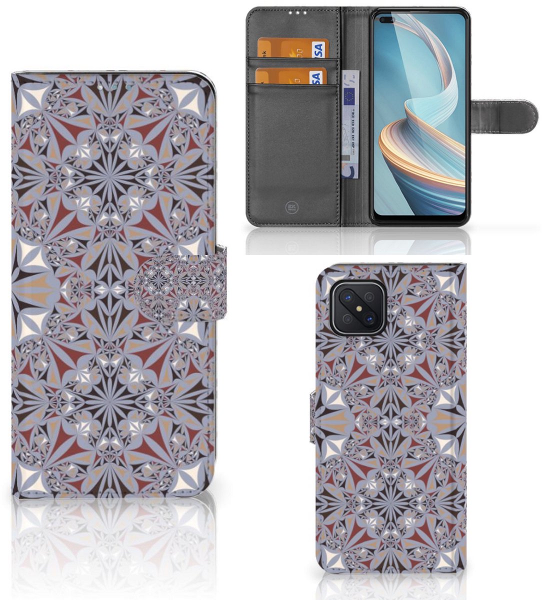 OPPO Reno4 Z Bookcase Flower Tiles