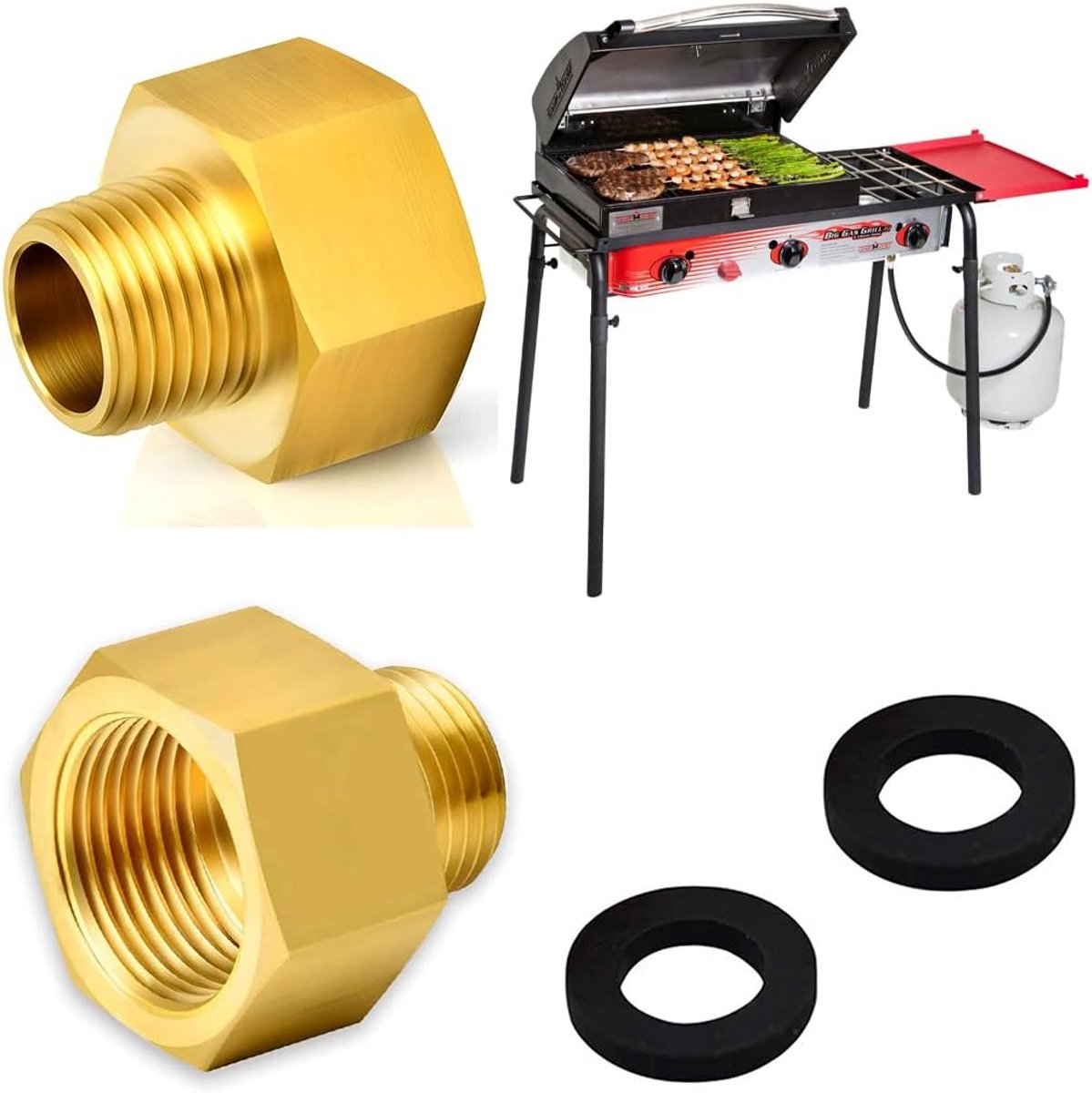 Gasslang adapter set 2 stuks voor gasfornuis - 1/2 naar 1/4 inch aansluiting
