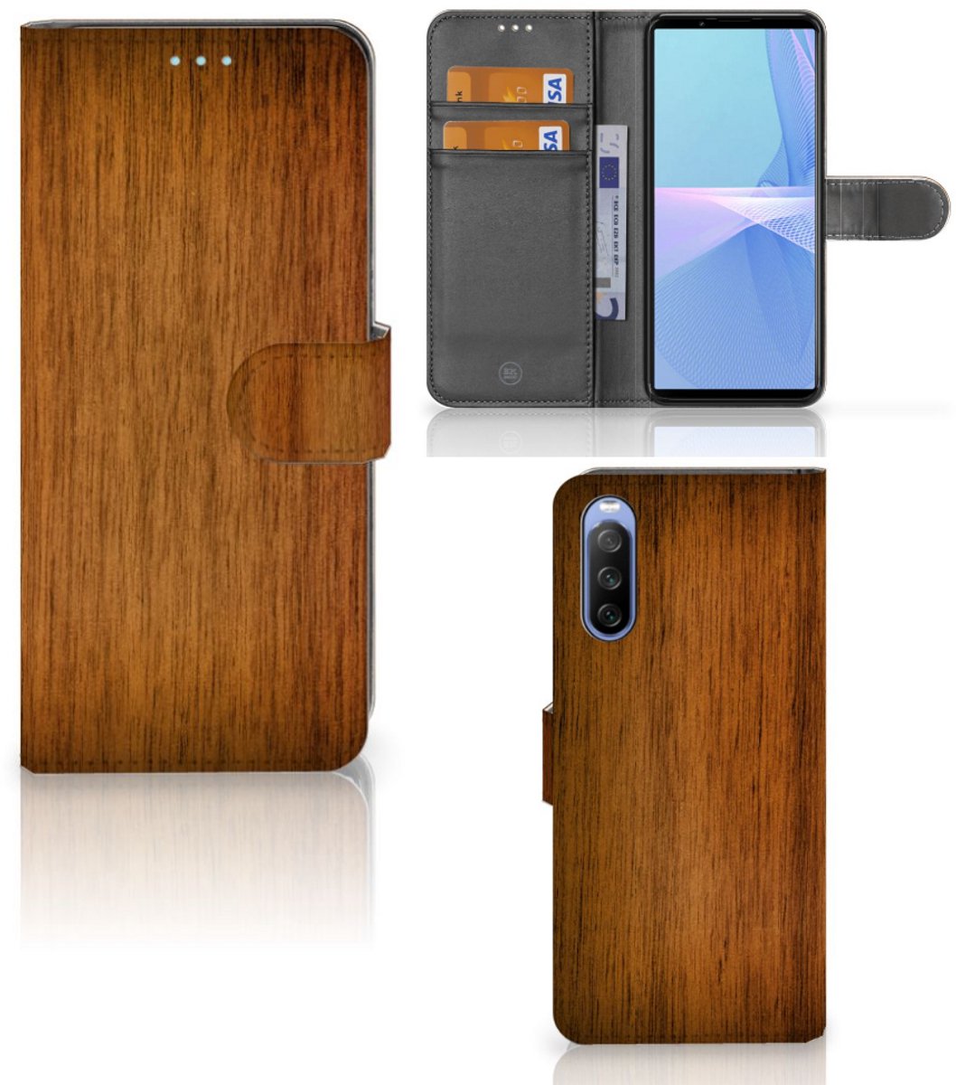 Sony Xperia 10 III Book Style Case Donker Hout