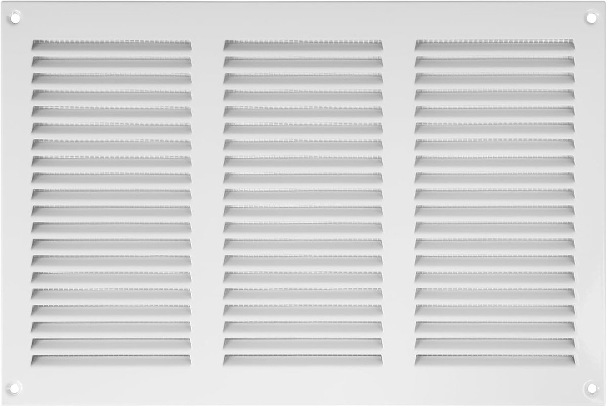 Ventilatiesleuf-afdekkingen 30 x 20 cm - Metalen luchtterugloopgrill met ongediertebescherming - Wit