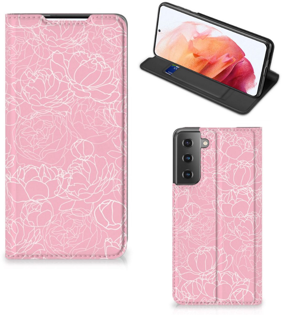 Samsung Galaxy S21 Smart Cover White Flowers
