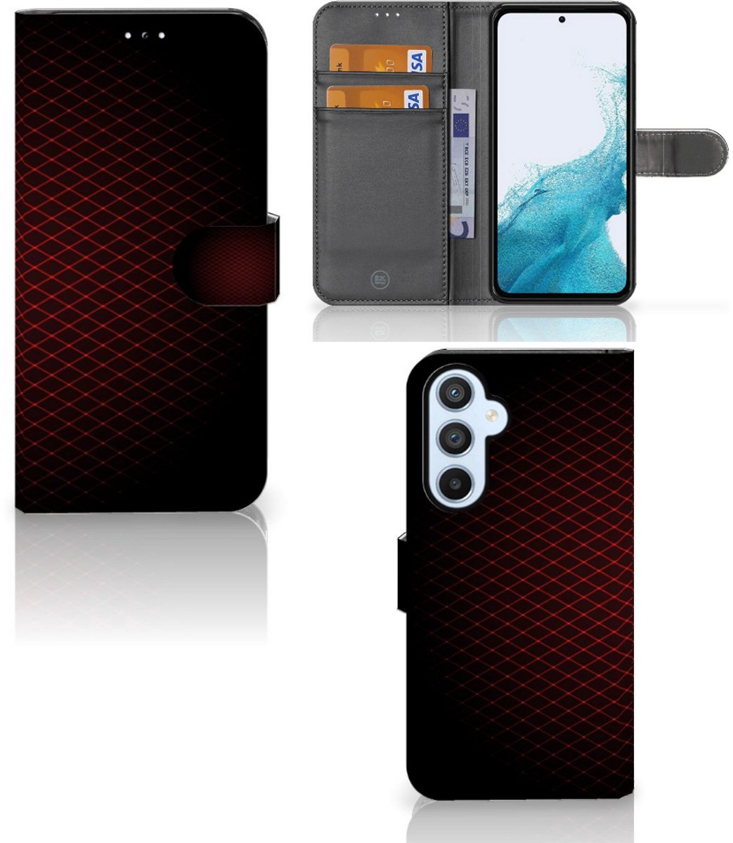 Book Case voor Samsung Galaxy A54 5G Telefoon Hoesje Geruit Rood