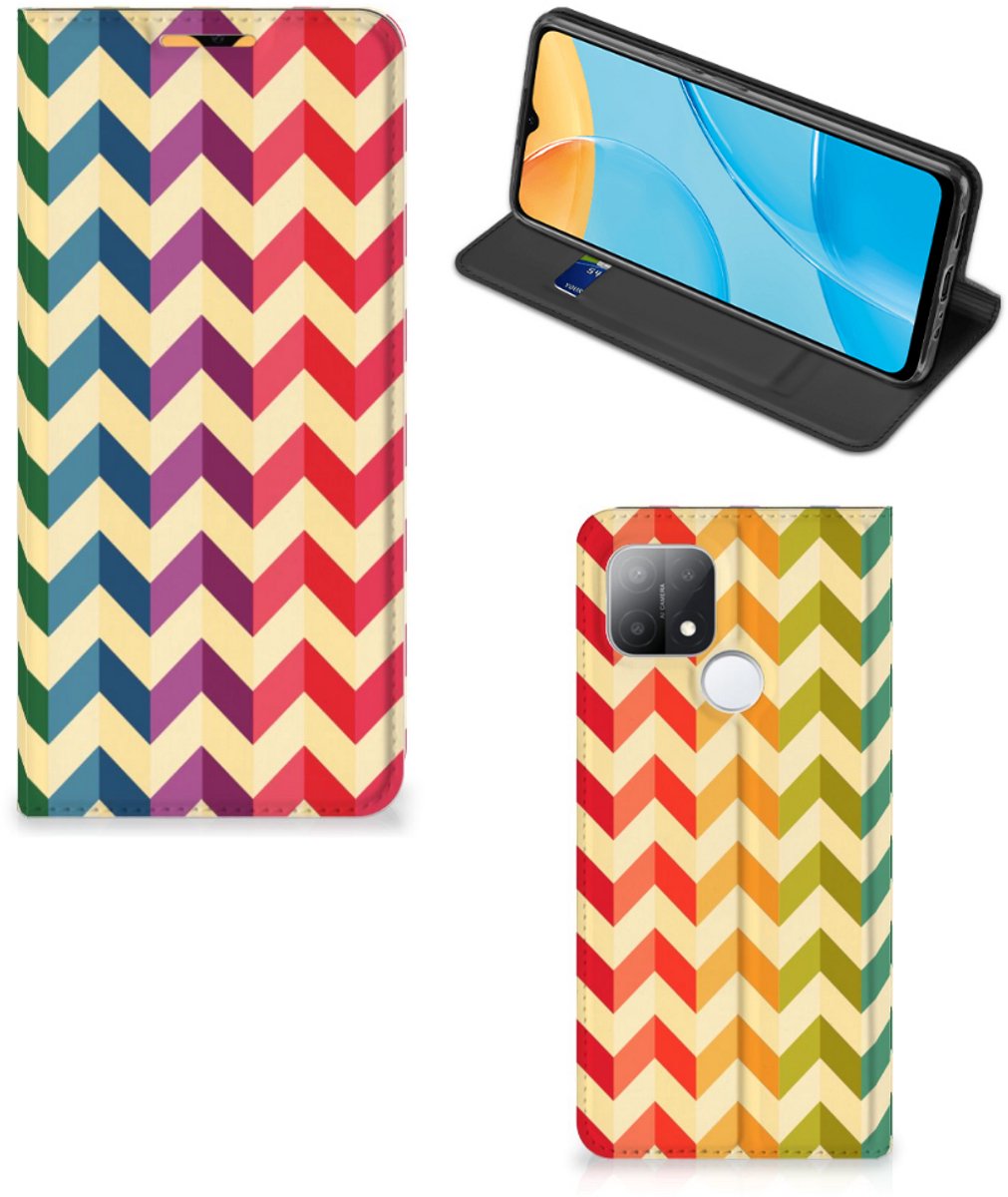 OPPO A15 Hoesje met Magneet Zigzag Multi Color