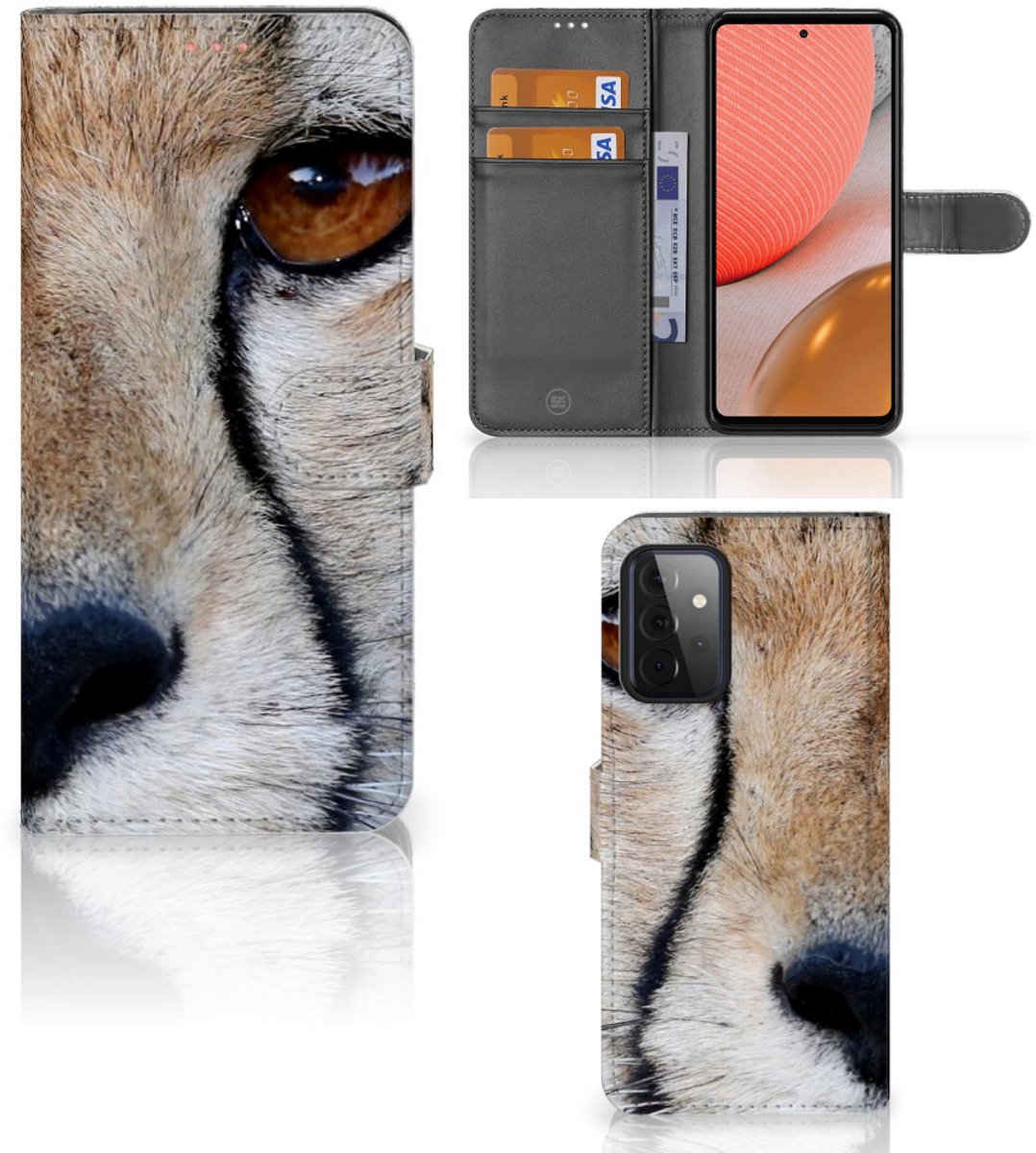 Samsung Galaxy A72 Telefoonhoesje met Pasjes Cheetah