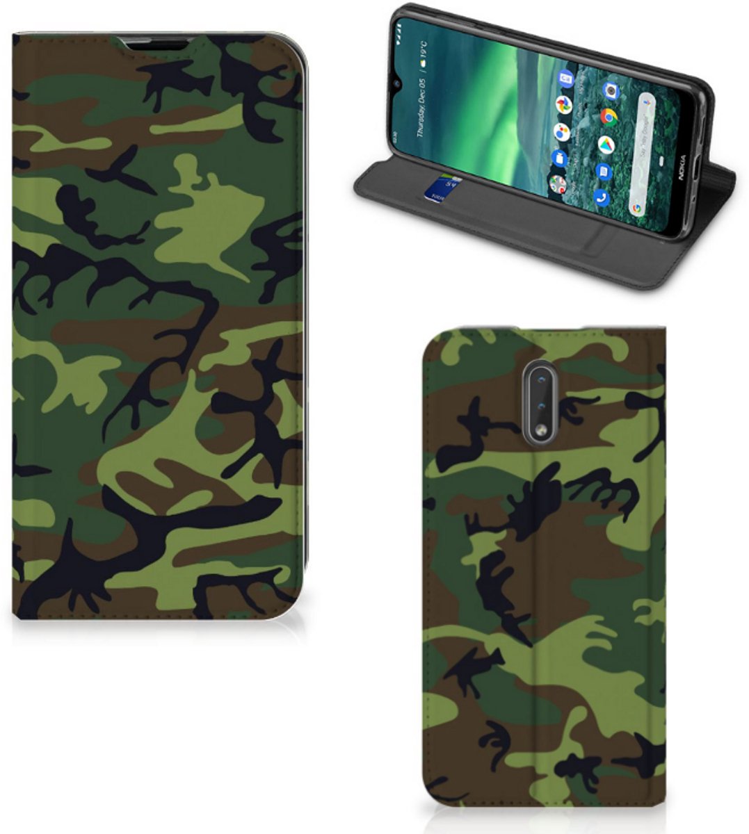 Nokia 2.3 Hoesje met Magneet Army Dark
