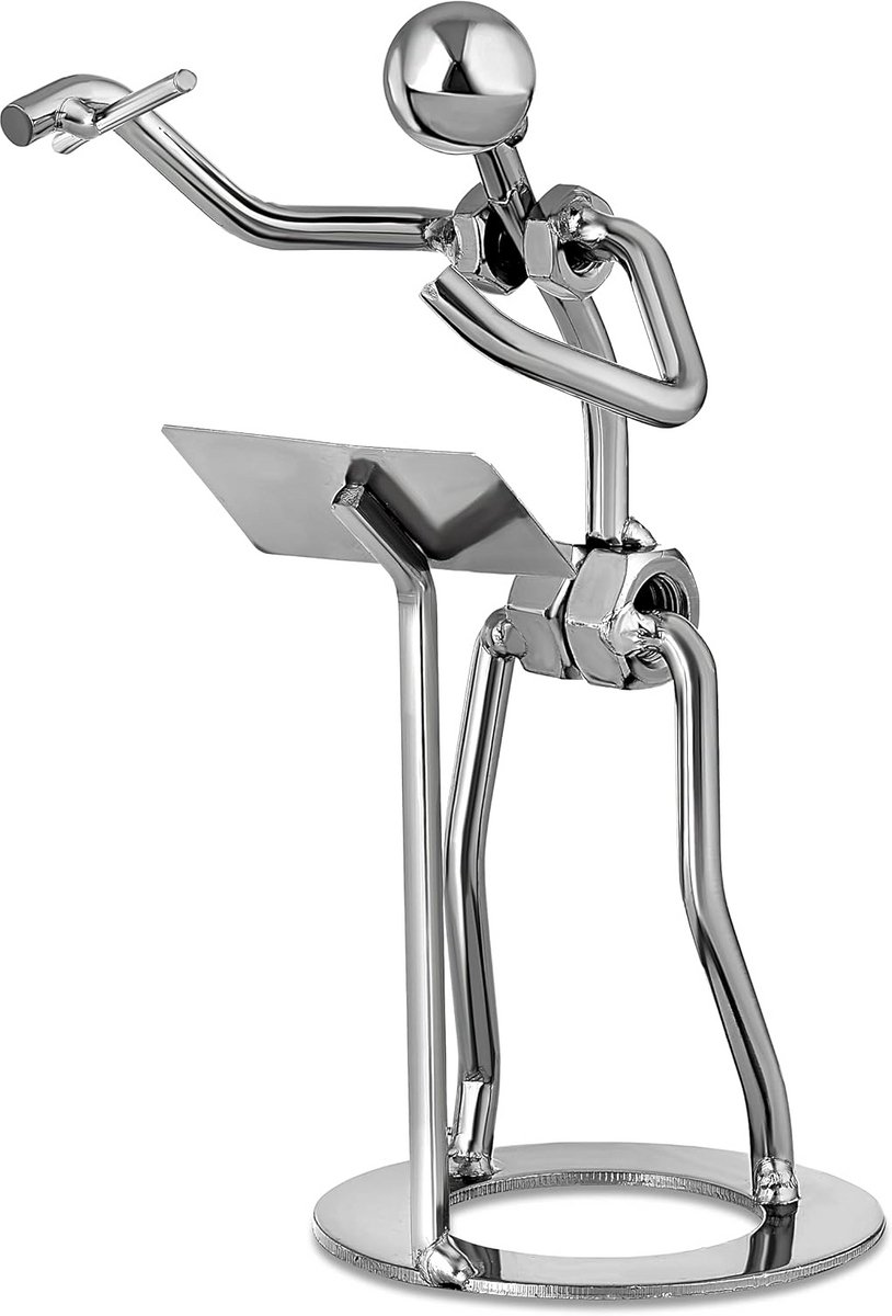 Zilverkleurige orkest dirigent beeldje - metalen standbeeld voor muziekliefhebbers