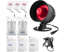 Alarminstallatie voor huis en woning met 115 dB sirene, 3 deuralarmen en 2 bewegingsmelders - Complete inbraakbeveiliging voor raam, camper en garage