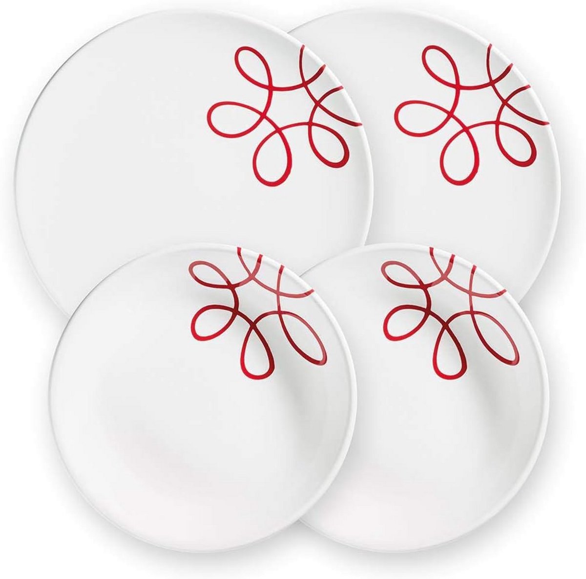 Handgemaakte Keramische Diner Set voor Twee Personen, Pure Vlamrode Editie, 4 Delig