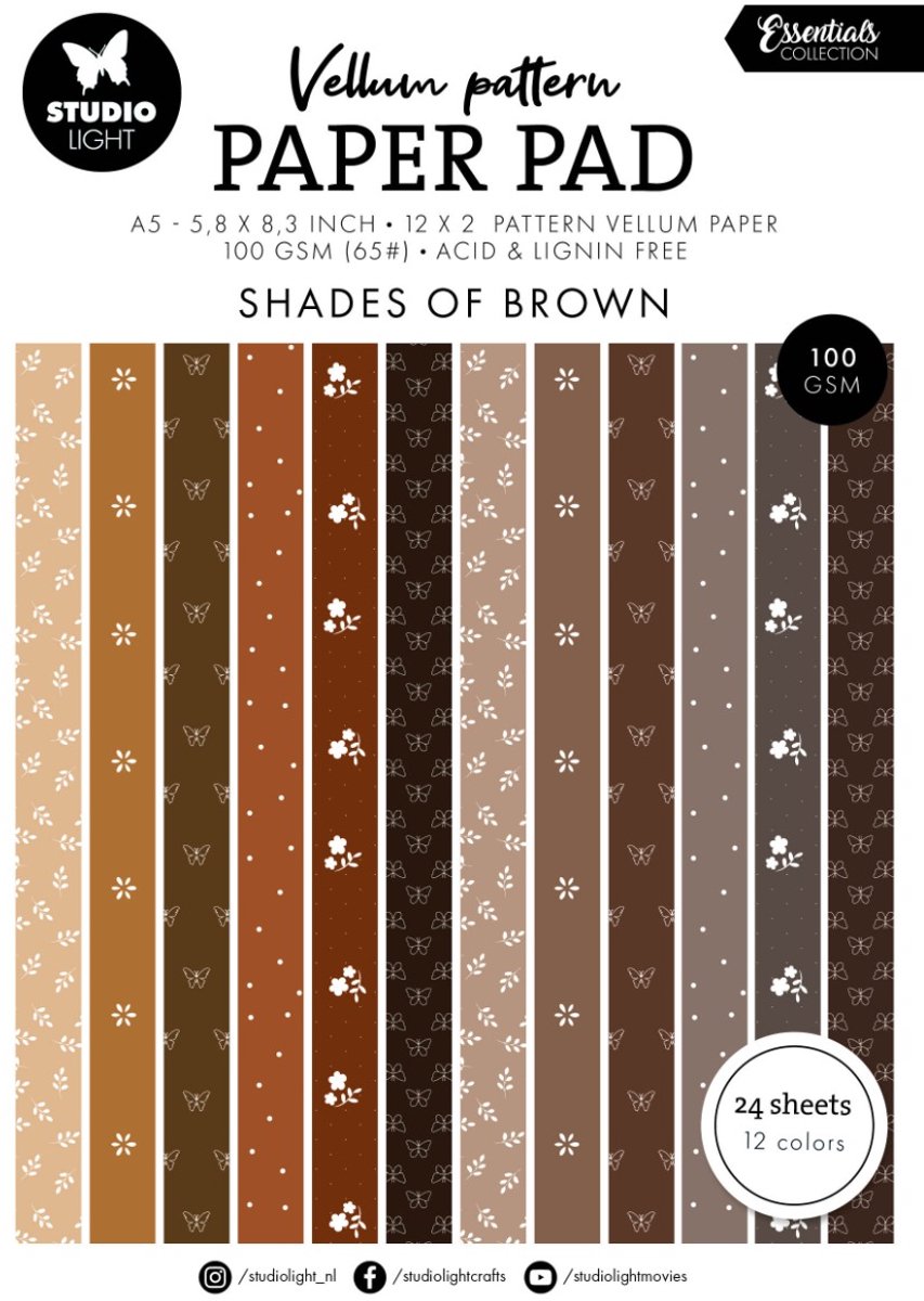 Vellum pattern paper pad - Shades of brown - Essentials nr. 451