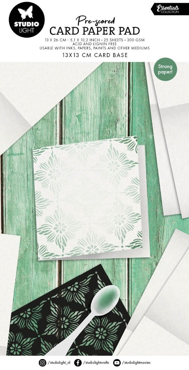 Card paper pad Pre-scored white 13x13 cm cards - Essentials nr. 446