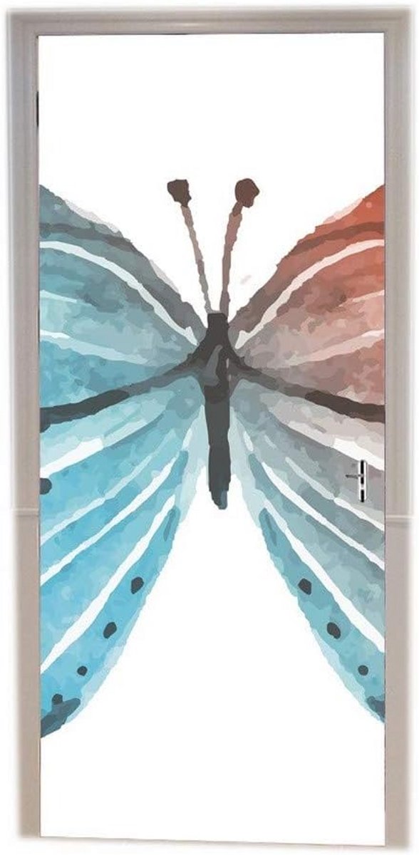 Zelfklevende Deurposter 3D Aquarel Vlinder Wit - Waterdicht Vinyl Muurschildering voor Bin