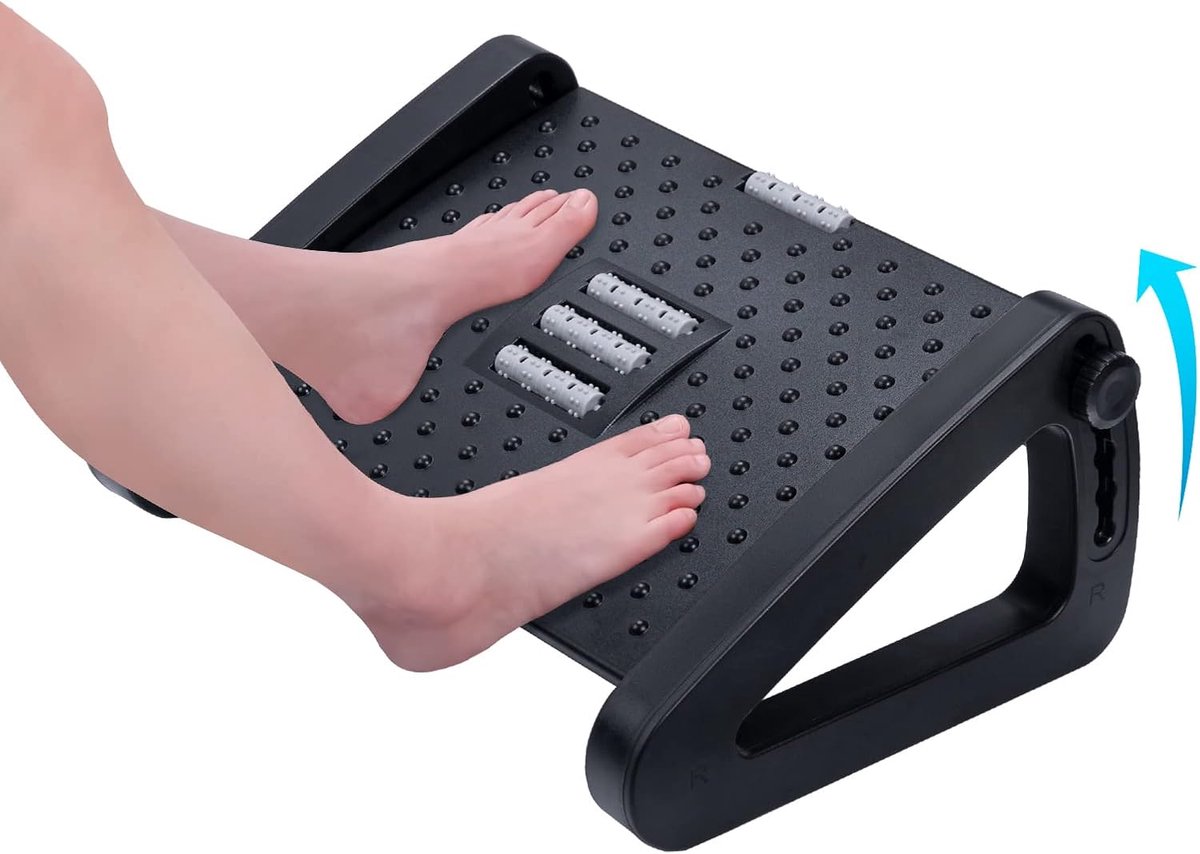 Verstelbare Voetenbank - Ergonomische Voetensteun - Ondersteuning Bureau - Met Massageknoppen - 30 x 40 cm
