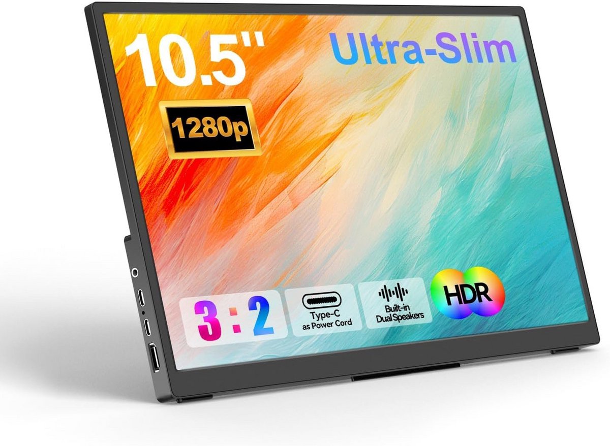 Draagbare Monitor 10.5 Inch 1920x1280 3:2 USB-C HDMI voor Laptop en Gamescherm