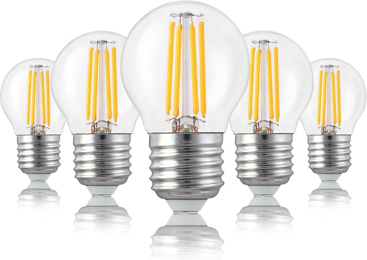 Set van 5 LED Lampen E27 Warmwit Fluwelen Globe Mini 4,5W Vervanger 40W