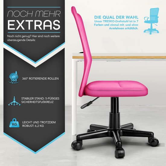 Tresko Kinderbureaustoel - Roze - Tresko - €48,90