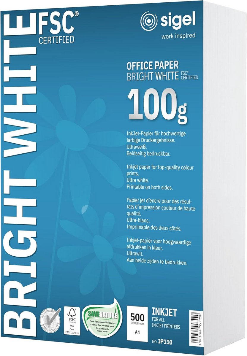 Multifunctioneel Kantoorpapier Wit A4 100 g/m² Pak 500 Vellen