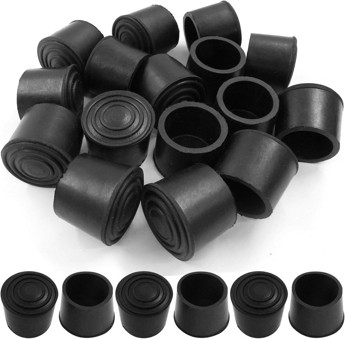 Ronde Rubberen Stofdopjes voor Tafelpoten en Stoelen - 30mm Beschermdoppen Zwart (16 Stuks)