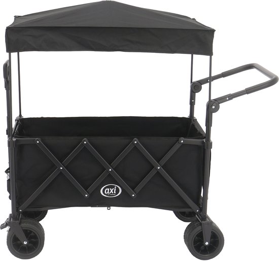 AXI SB221 Opvouwbare Bolderwagen met dak - Zwart - Met Trekstang, Remmen en Hoes - 100 kg Draagvermogen - Eenvoudig mee te nemen - Metaal van Merkloos — afbeelding 2