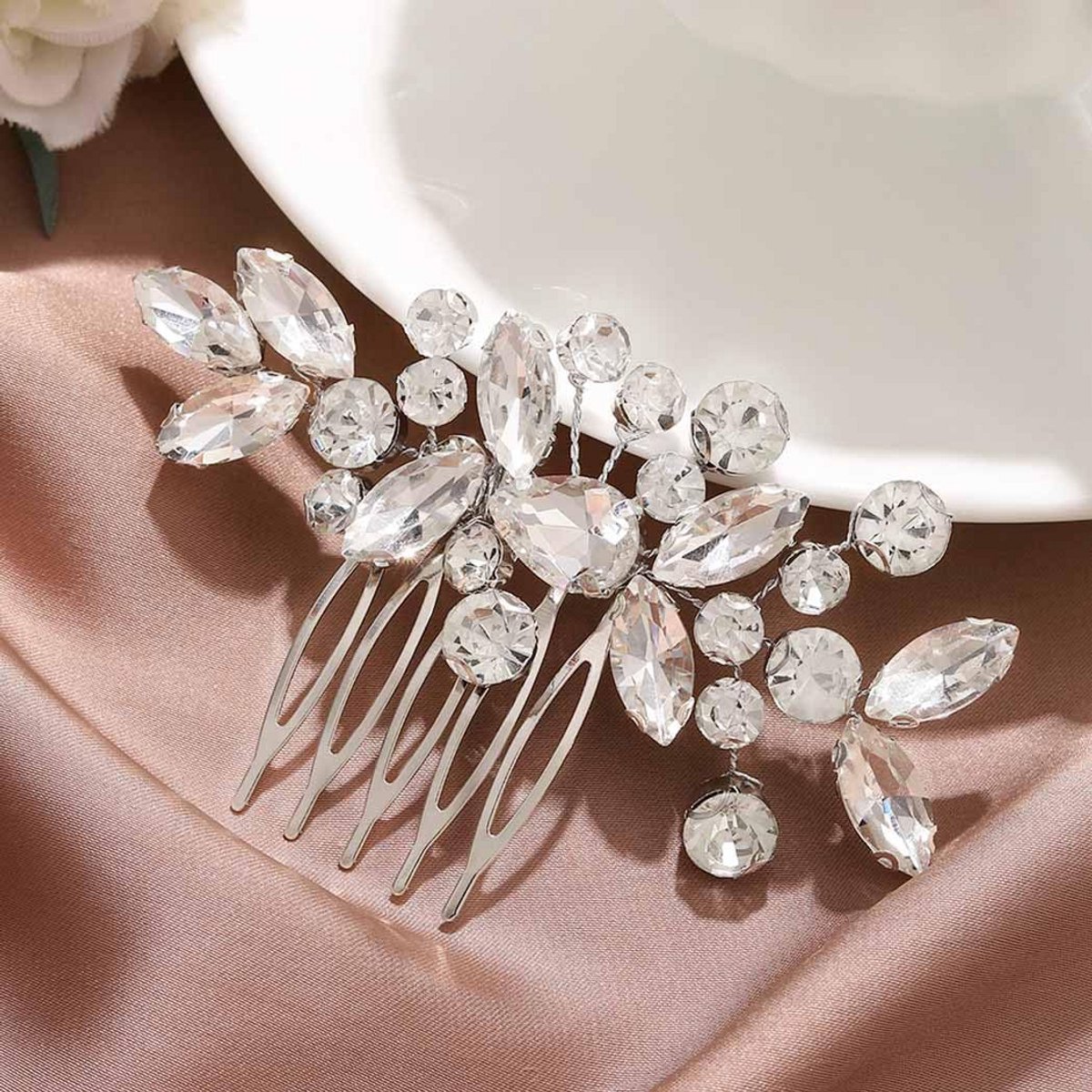 Elegante Bruidshaarkam met Strass Kristallen - Haaraccessoire voor Bruiloft en Feest