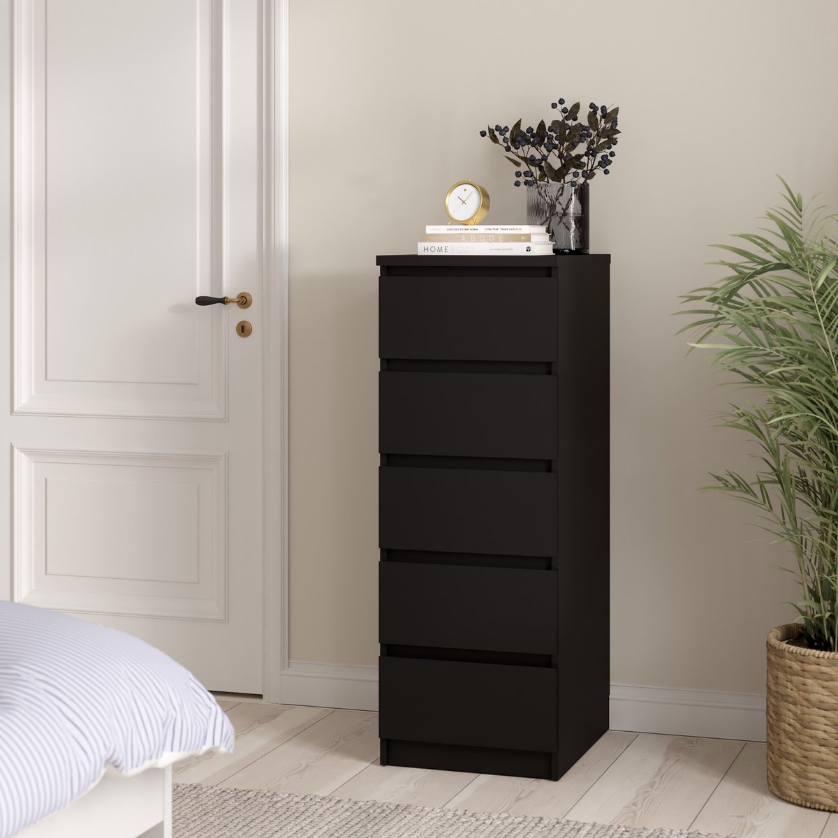 Luna Ladekast Zwart - 5 Lades - Greeploos Modern & Slank Design