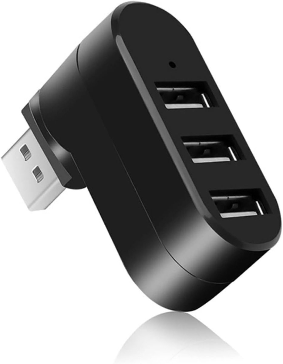 USB-poortsplitter - 3 USB 2.0-poortuitbreidingssplitterdock - 180 graden draaibare USB-uitbreidingshub
