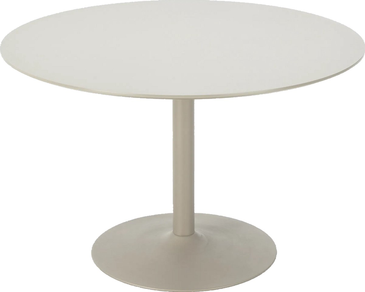 Artichok Richie Houten Eettafel Beige - Metalen Onderstel - Ø120 cm - Zand - Tulpvoet - 4 personen