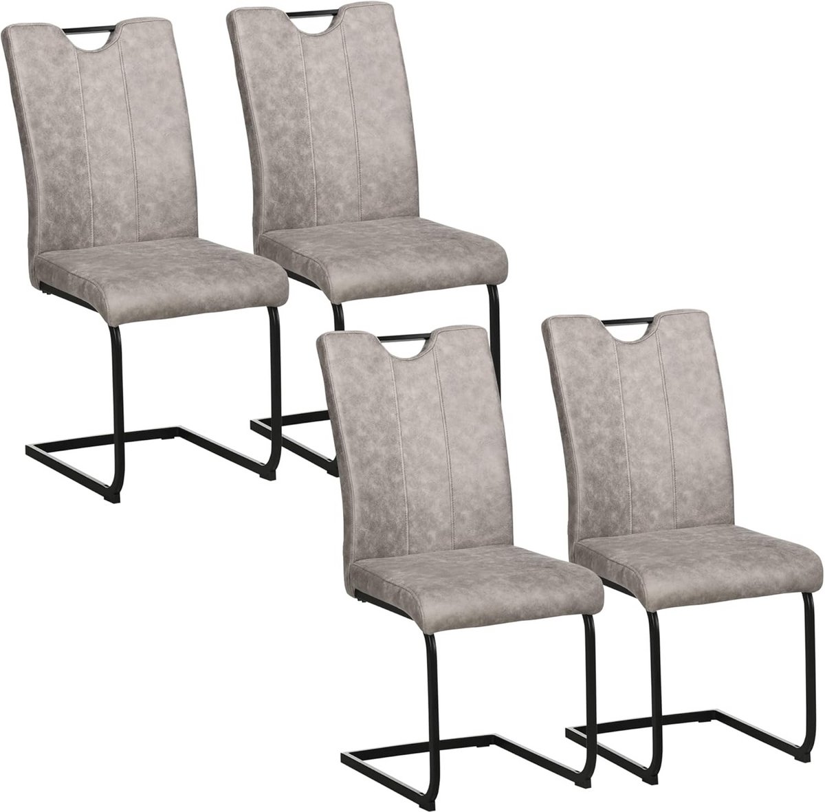 Set van 4 Eetkamerstoelen met Microvezelbekleding en Stalen Slee Poten