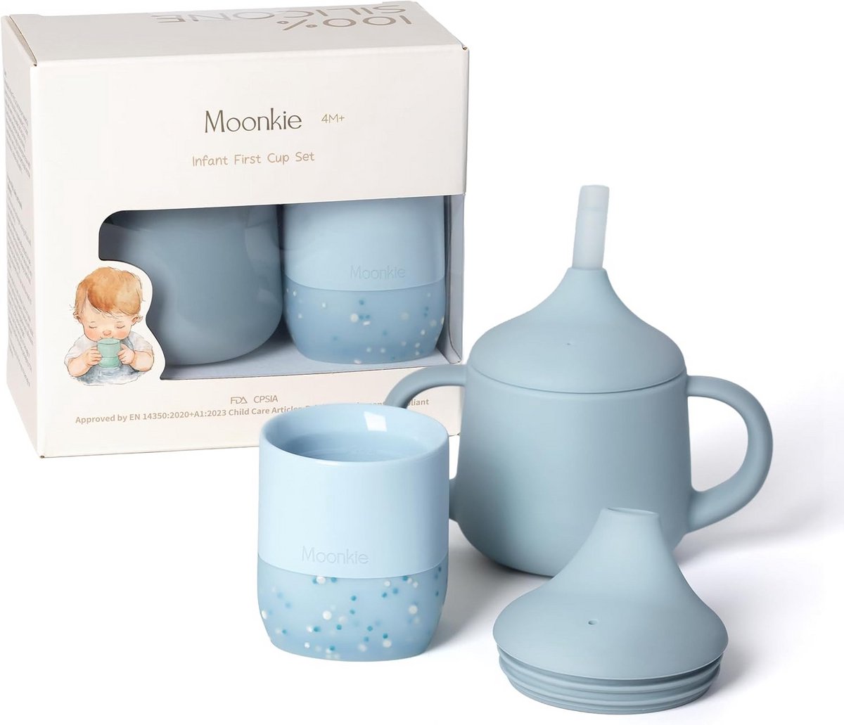 Set van 2 Trainingsbekers met Rietje voor Baby's en Dreumesen, 100% Silicone