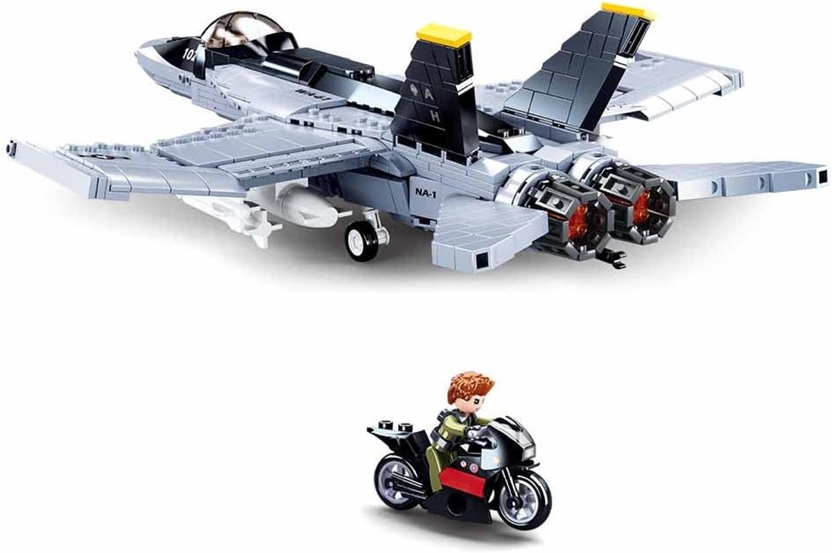 Sluban ModelBricks F-18 Bumblebee Fighter Straaljager bouwspeelgoed - Constructiespeelgoed modelbouw - bouwdoos met 682 bouwstenen - M38-B0928 vanaf 10 jaar — afbeelding 5