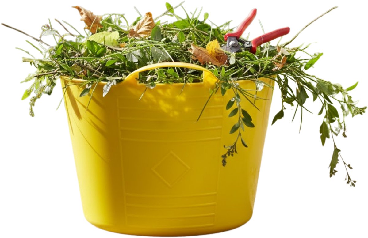 Flexibele kuip / emmer - geel - 15 liter - kunststof - 35 x 28 cm - met handvatten