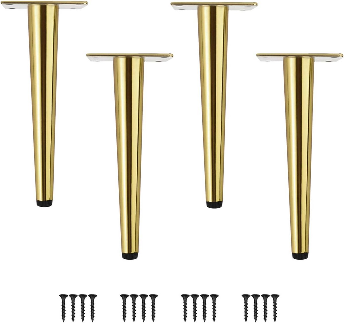 Set van 4 Kegelvormige Meubelpoten voor Kast of Tafel - Metalen Diy Poten met Antislipdopp