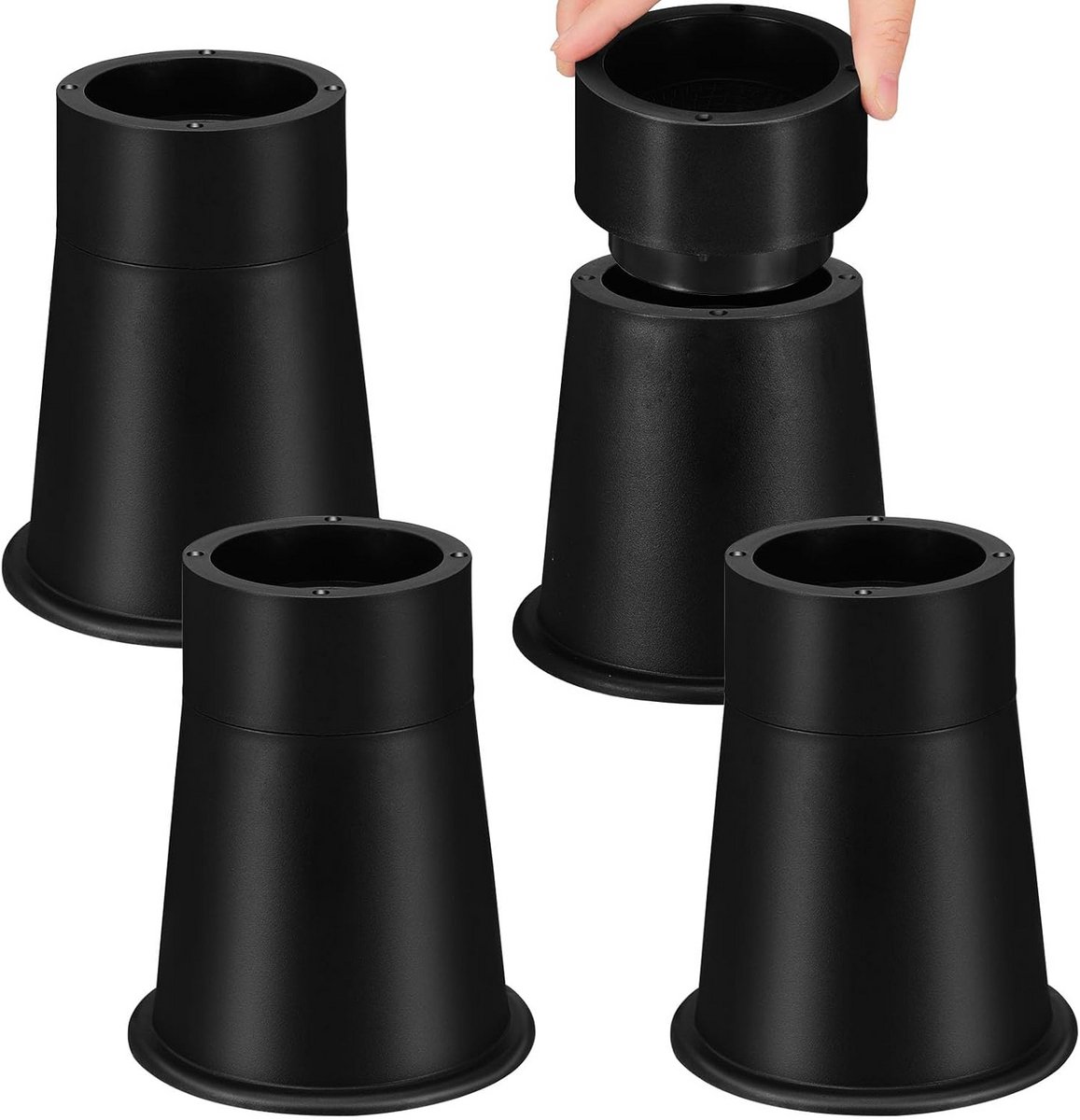 Zwarte Meubelverhogers Zwaar Belastbaar - 14 cm Hoogteverstelling