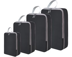 Set van 4 compressie-organizertassen voor koffers - Ruimtebesparende bagage-organizertassen, lichtgewicht en samendrukbare reisorganizertassen (zwart)