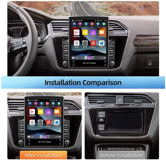 Autoradio - Universele 9,7 inch dubbel-DIN autoradio voor Impala 2014-2020. GPS-navigatiesysteem met ondersteuning voor achteruitrijcamera. Draadloze CarPlay, Bluetooth, wifi, stuurwielbediening, MirrorLink.