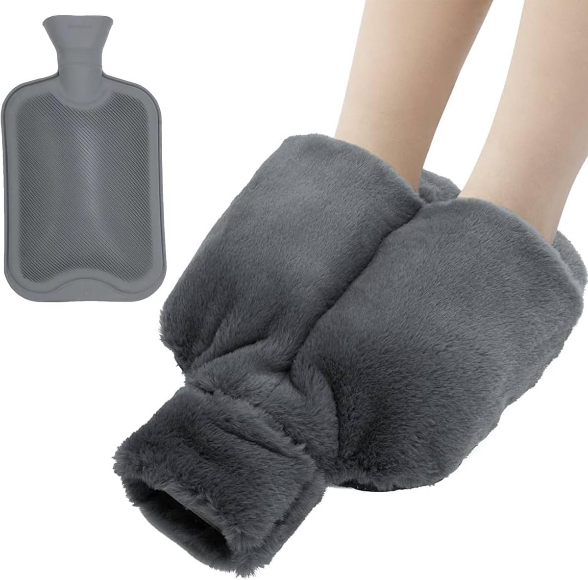 Warmte Kruik met Zachte Pluche Hoes voor Koude Voeten - Extra Groot