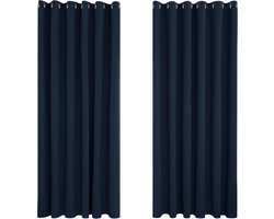 Verduisterende Gordijnen met Ringen Navy Blauw 2 Stuks Voor Slaapkamer en Woonkamer
