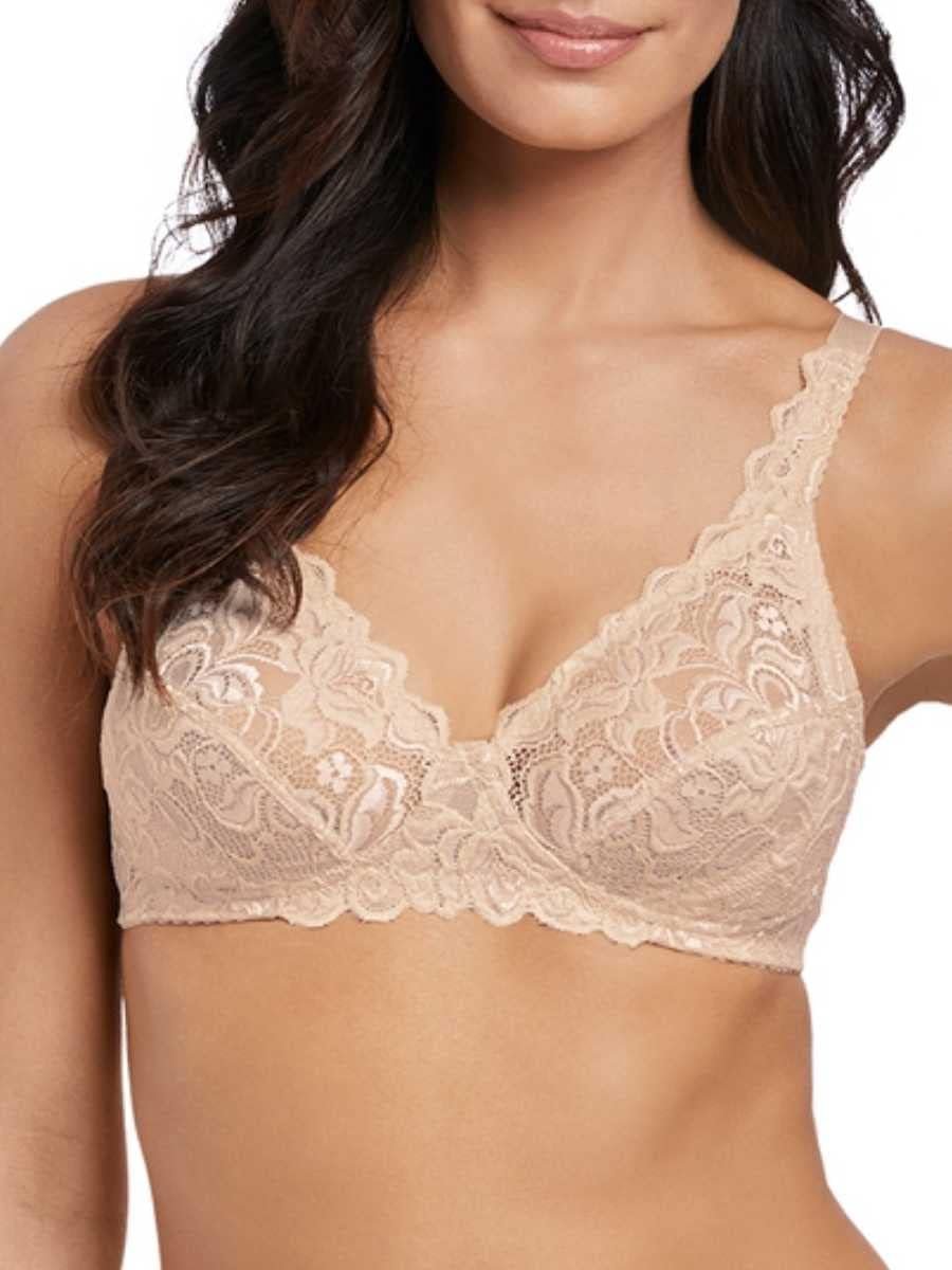 Comfortabele Beugel Loze BH met Kant en Stretch in Wit