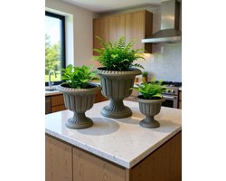 Serinova Nergiz Bloempotten Set - 3-Delig - Duurzaam en Elegant - Taupe - Uv-bestendig en Winterhard