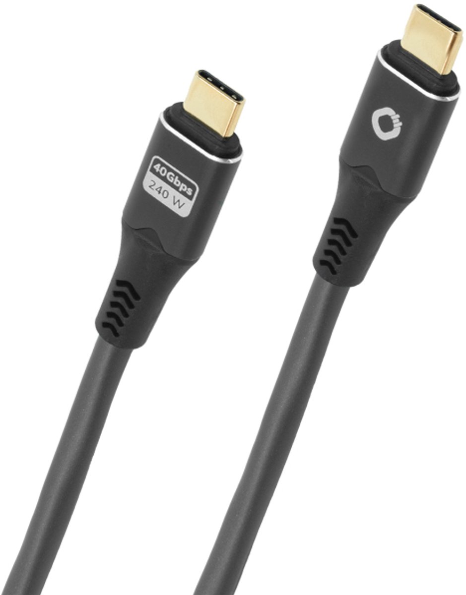 Oehlbach D1C9368 USB-C-kabel USB-C stekker 1 m Antraciet Afscherming gevlochten, 8K UHD