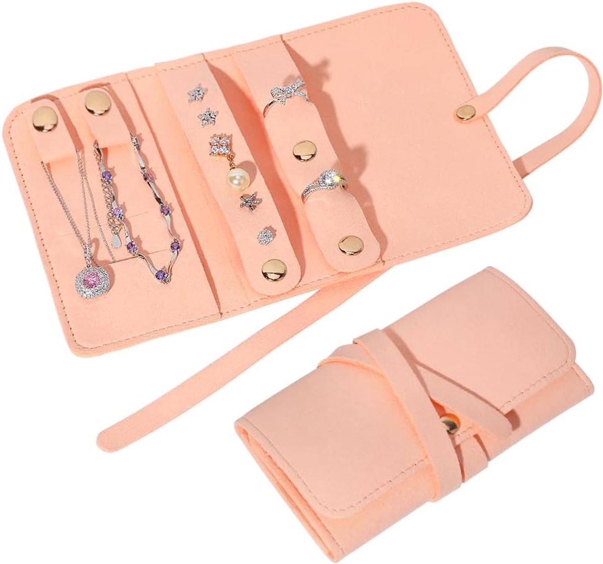 Mini sieradenorganizer - Draagbare organizer voor kettingen en armbanden - Reissieradentas - Perfect cadeau voor vrouwen(roze)