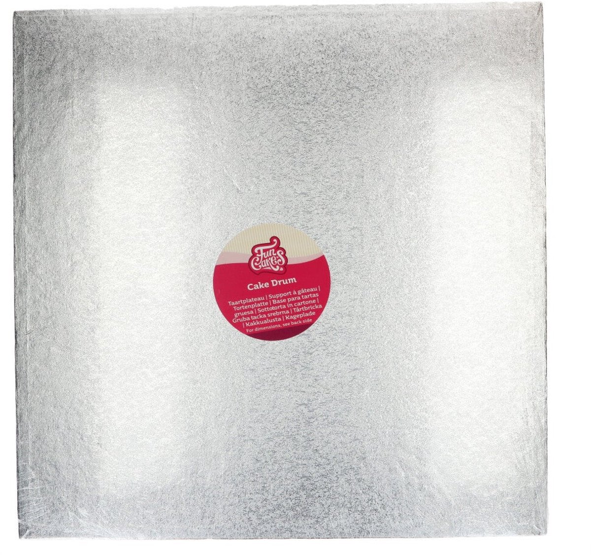 FunCakes Cake Drum Vierkant - Zilver - 45,5 cm / 12 mm - Taartonderlegger - Taartkarton