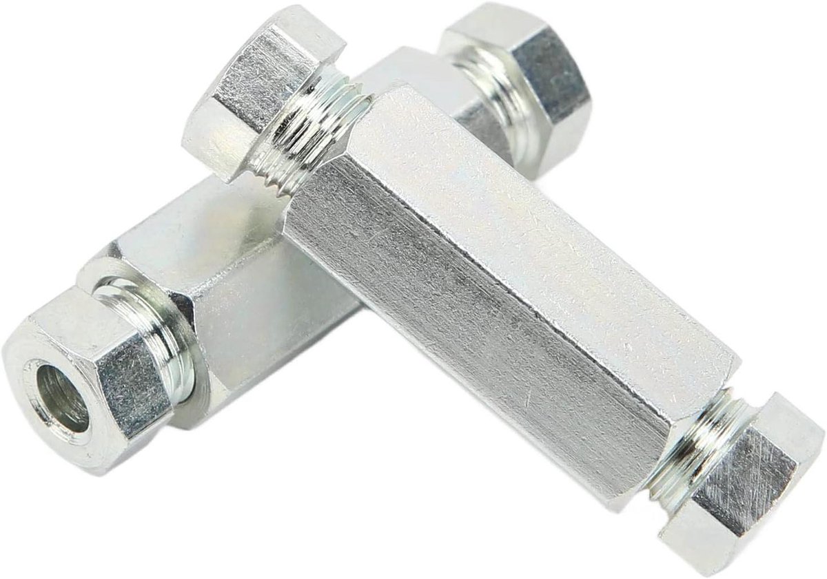 MK Stoer -Remleidingconnectoren - Vervanging - Set van 2 - Inline 3/8 inch - Vrouwelijk + Mannelijk - Connectors - Geschikt voor Britse auto's - Reparatie - Verlengen van originele leidingen