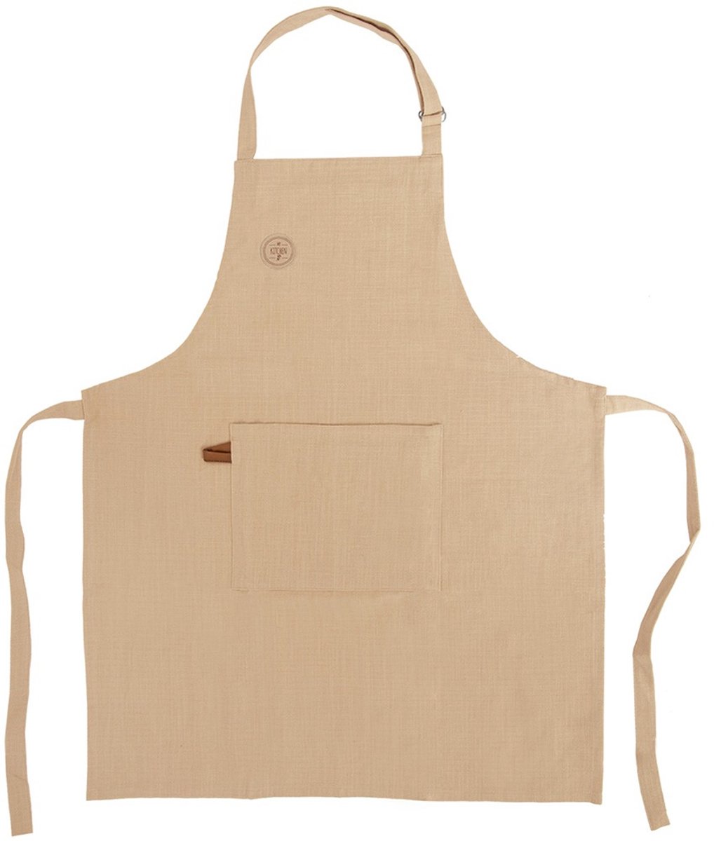 Keukenschort Katoenen Gebonden Beige - Schort - Dames - Mannen - Vrouw - Kookschort - BBQ - Keuken - Koken - Bakken